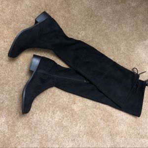 Black Suede Over the Knee High Ana Pixie Boots